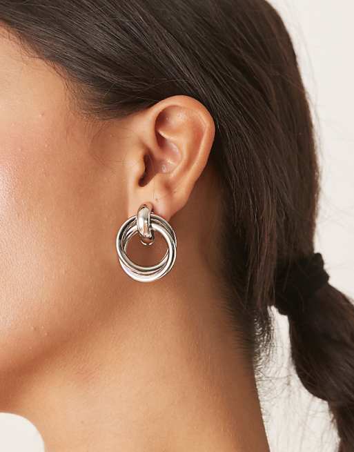 DesignB London double doorknocker earrings in silver