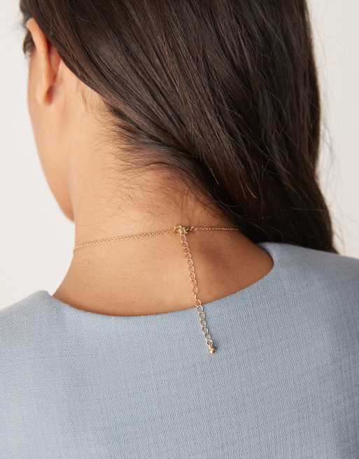 DesignB London Fine Lariat Necklace With Blue Stones In Gold