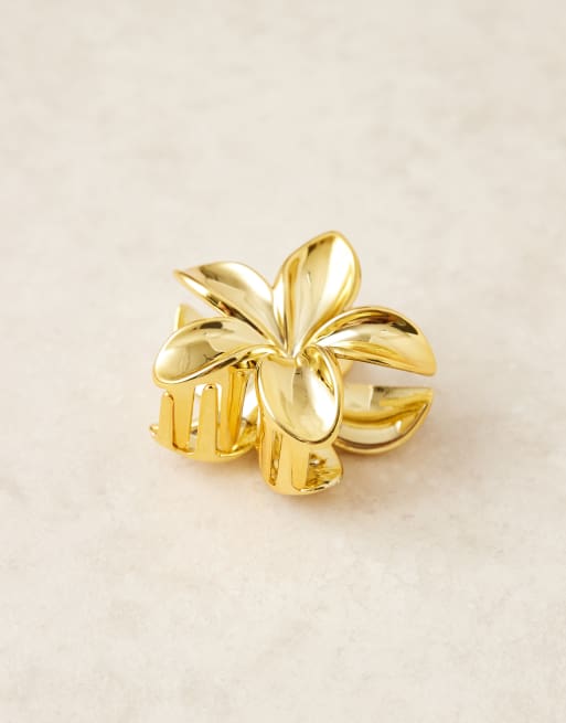 DesignB London Hawaiian Metallic Hair Claw In Gold