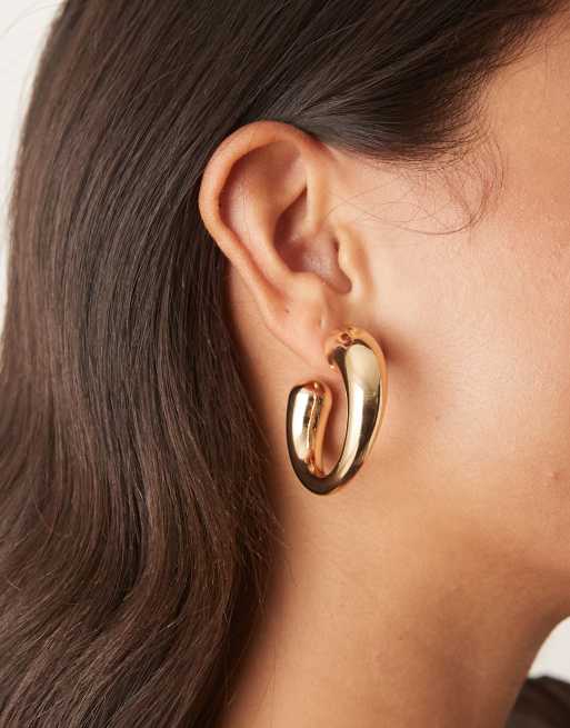DesignB London Irregular Chunky Hoop Earrings In Gold
