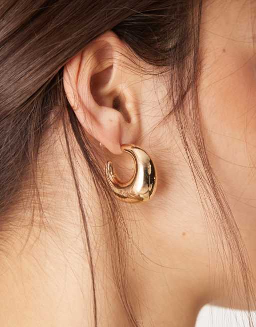 DesignB London Irregular Hoop Earrings In Gold
