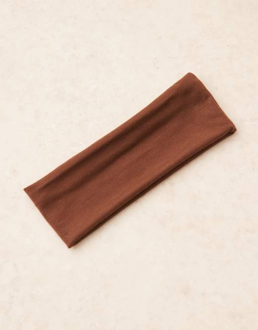DesignB London Jersey Headband In Chocolate Brown