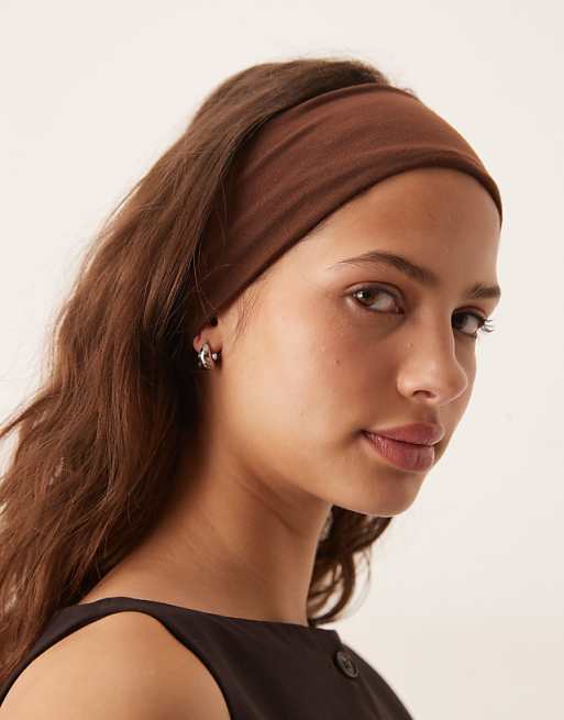 DesignB London jersey headband in chocolate brown