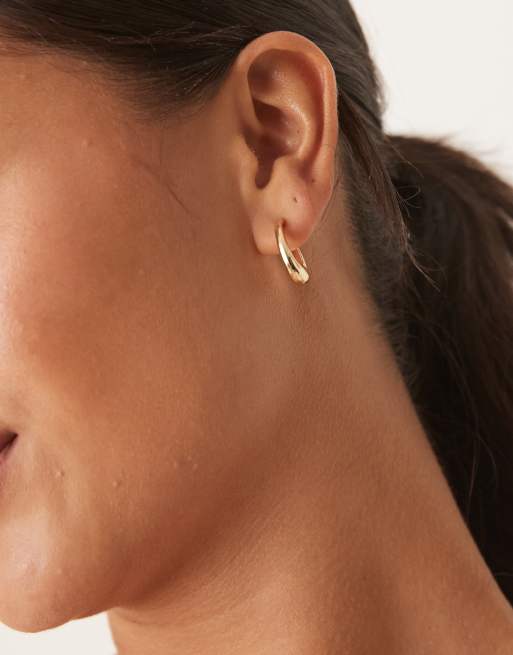 DesignB London Mini Irregular Molten Hoop Earrings In Gold
