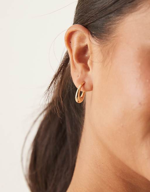 DesignB London mini irregular molten hoop earrings in gold