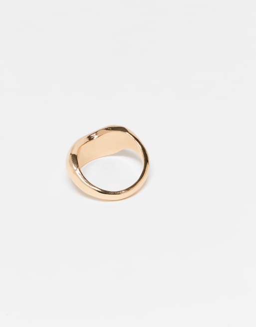 DesignB London Molten Chunky Ring In Gold