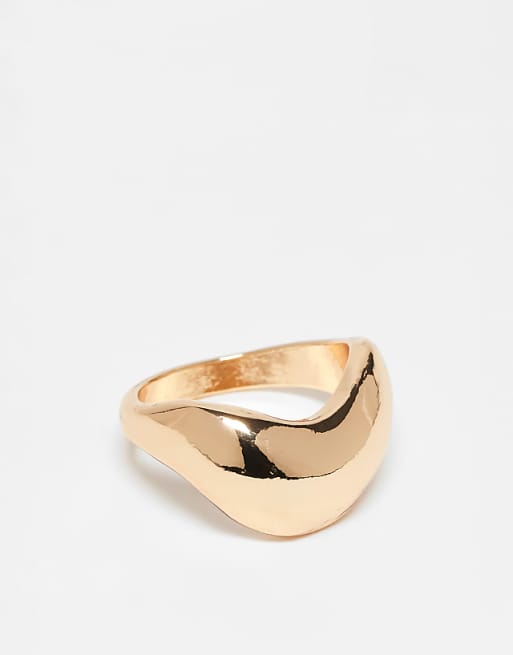 DesignB London molten chunky ring in gold
