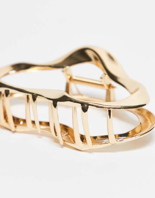 DesignB London Molten Metal Hair Claw Clip In Gold