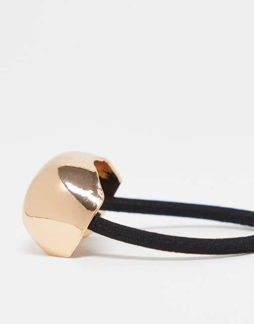DesignB London Molten Metal Hair Tie In Gold