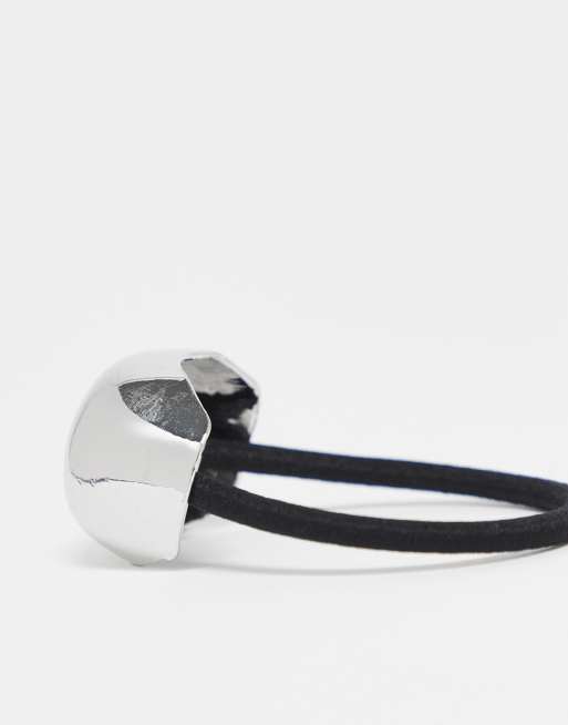 DesignB London Molten Metal Hair Tie In Silver