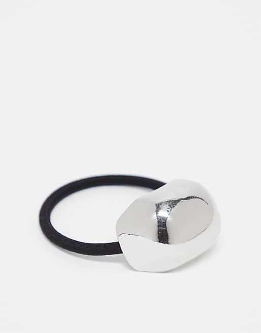 DesignB London molten metal hair tie in silver
