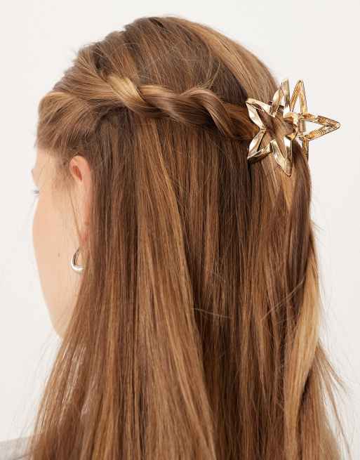 DesignB London Molten Metal Star Hair Claw Clip In Gold