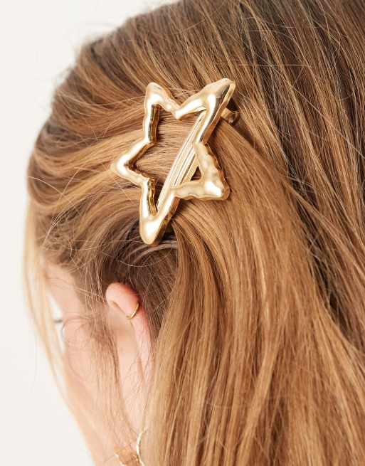 DesignB London Molten Star Barette Hair Clip In Gold