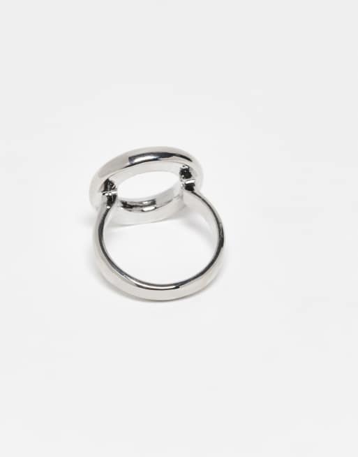 DesignB London Molten Statement Ring In Silver