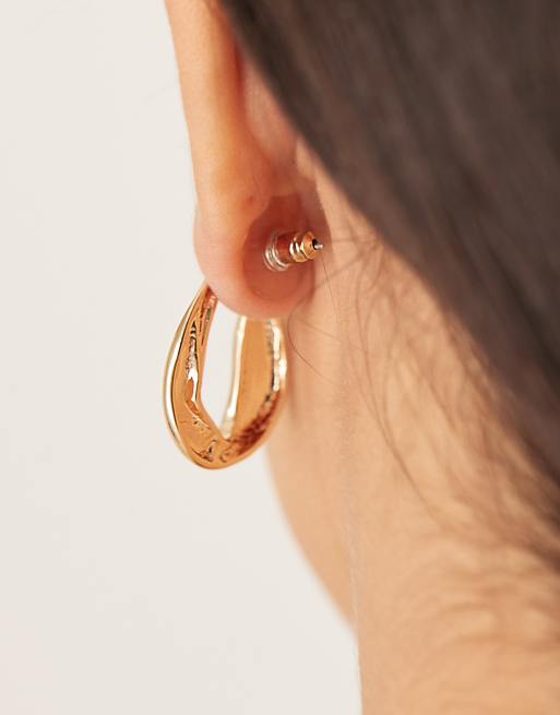 DesignB London Molten Stud Earrings In Gold