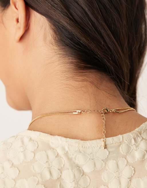 DesignB London Multirow Opal Pendant Necklace In Gold
