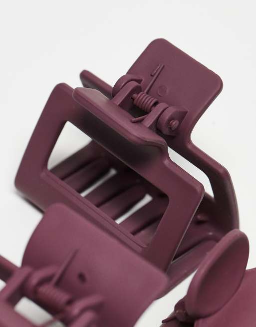 DesignB London Pack Of 3 Hair Claws In Burgundy