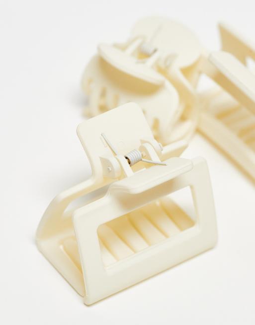 DesignB London Pack Of 3 Hair Claws In Cream
