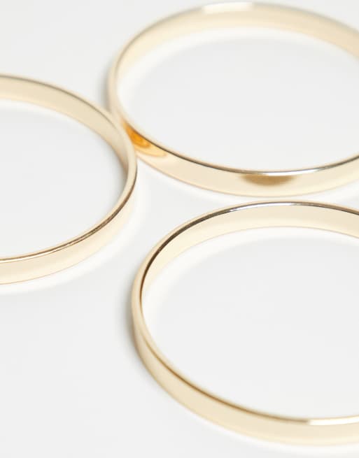 DesignB London Pack Of 3 Stacking Bangle Bracelets In Gold
