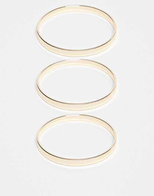 DesignB London pack of 3 stacking bangle bracelets in gold