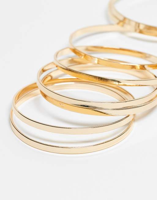 DesignB London Pack Of 8 Bangles In Gold
