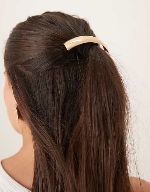 DesignB London rectanglar metal hair tie in gold