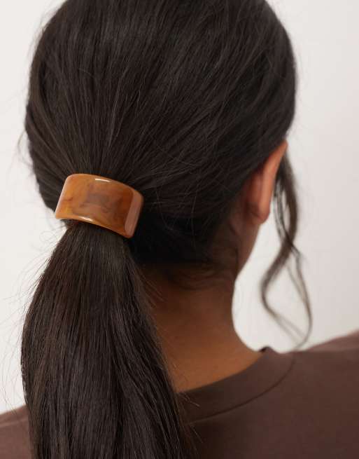 DesignB London Resin Hair Tie In Brown