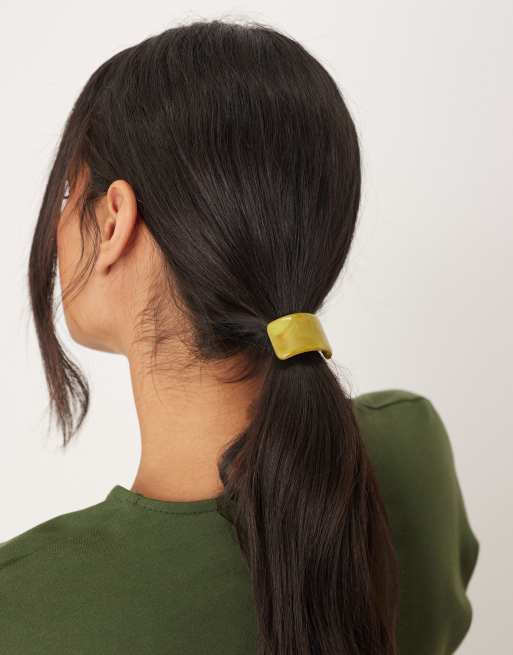 DesignB London Resin Hair Tie In Green