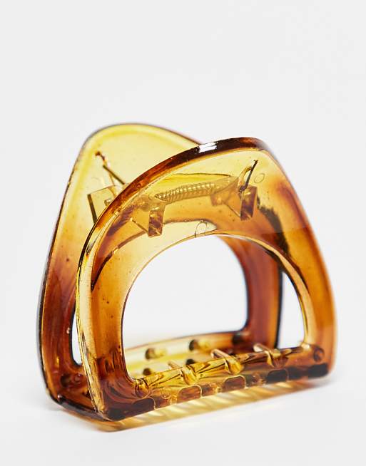 DesignB London small curved hair claw in brown