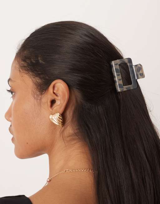 DesignB London Small Hair Claw In Neutral Animal Print