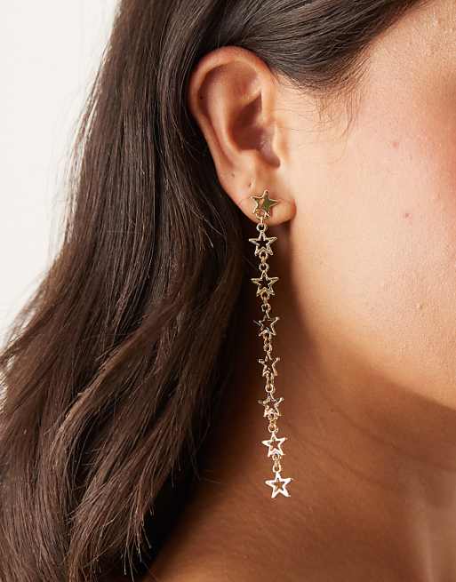 DesignB London star drop earrings in gold