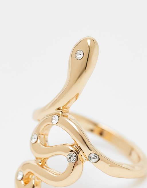 DesignB London Statement Snake Ring In Gold
