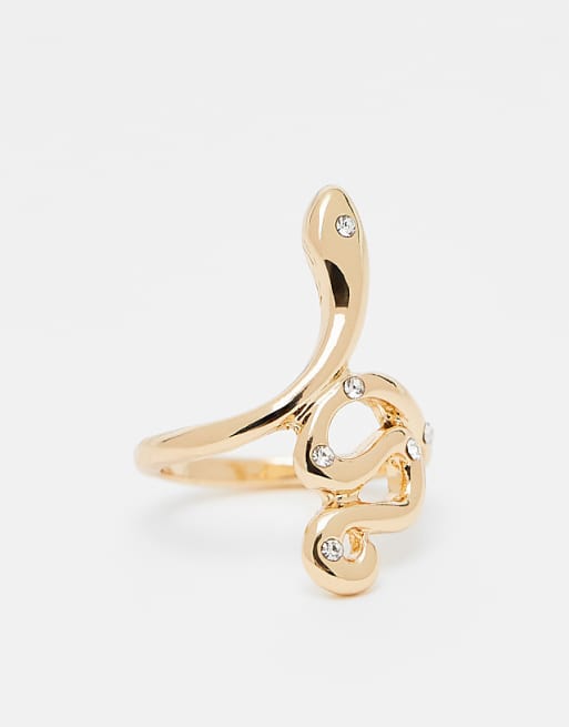 DesignB London statement snake ring in gold