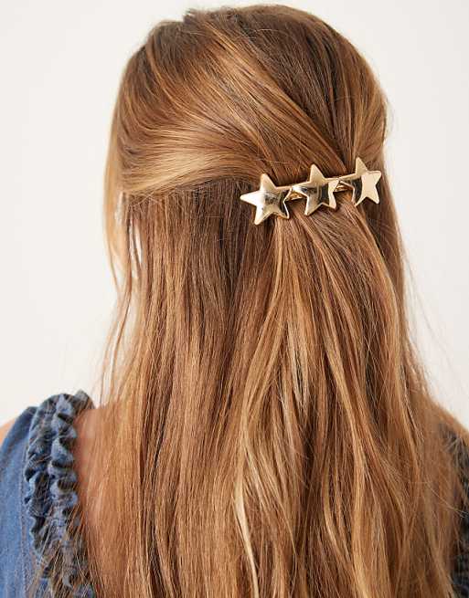 DesignB London statement star barette hair clip in gold