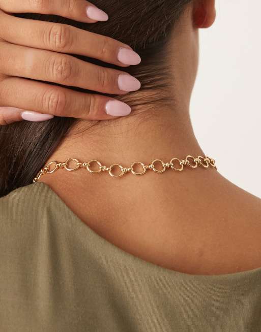 DesignB London T-bar Lariat Chain Necklace In Gold