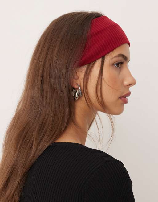 DesignB London Wide Jersey Headband In Burgundy