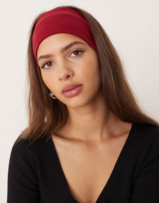 DesignB London wide jersey headband in burgundy