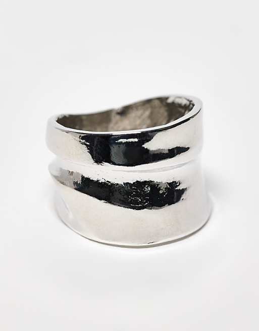 DesignB molten wrap around ring in silver