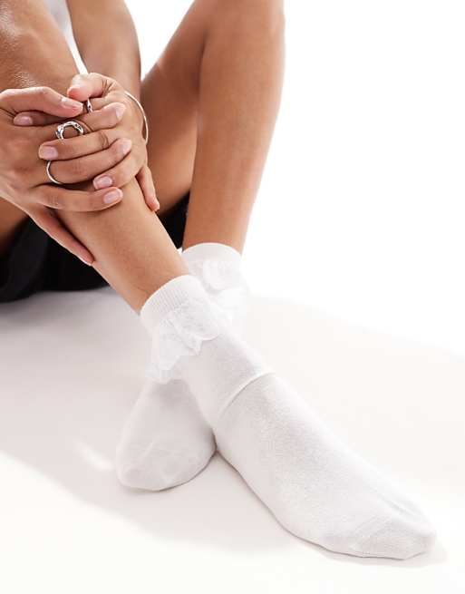 Dr Martens frill socks in white