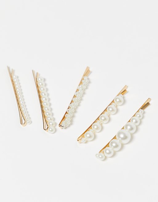 Easilocks Pearl Collection Fashion Hair Clips 5 Pack