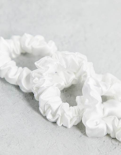 Easilocks Small Classic Small Satin Scrunchies 3 Pack - White