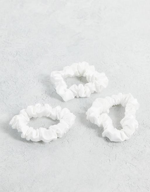 Easilocks Small Classic Small Satin Scrunchies 3 Pack - White