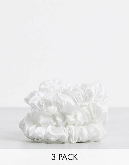 Easilocks Small Classic Small Satin Scrunchies 3 Pack - White