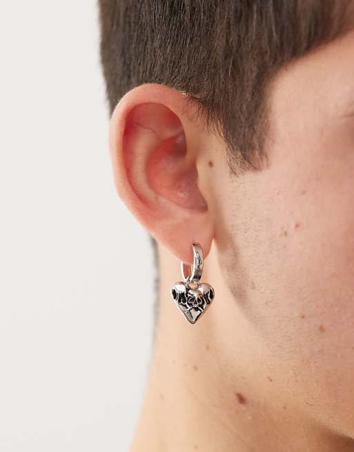 Ed Hardy heart pendant hoop earrings in silver