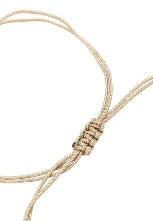 Elli Bracelet Ladies Circle Geo Minimal With Nylon Brown In 925 Sterling Silver Gold Plated In Beige