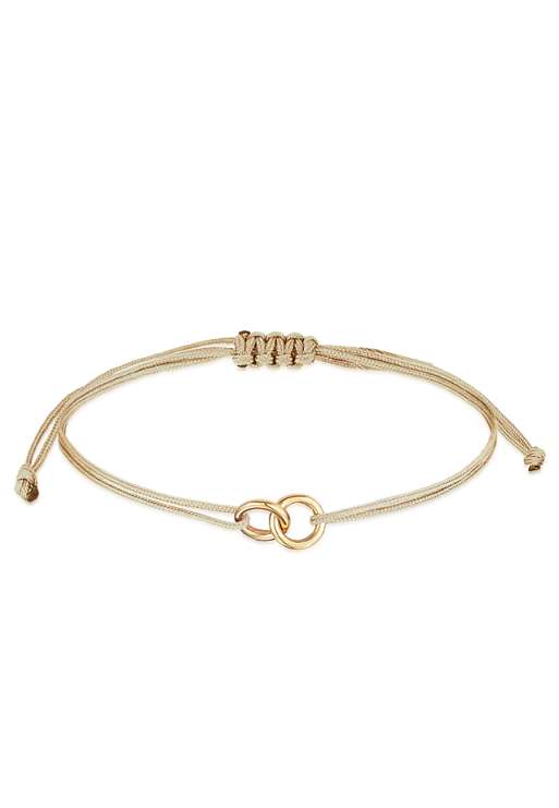 Elli Bracelet ladies circle geo minimal with nylon brown in 925 sterling silver gold plated in beige