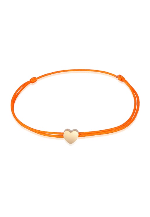 Elli Bracelet ladies heart pendant elastic basic with nylon blue in 925 sterling silver in orange