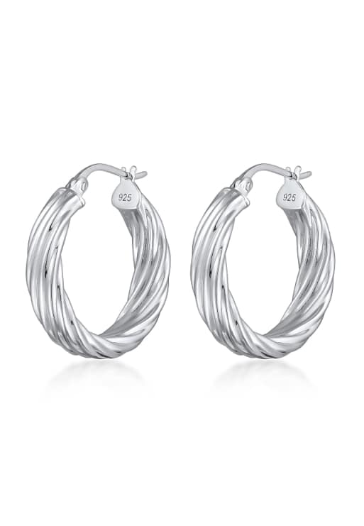 Elli Earrings creolen damen twisted look 925 sterling silver in silver