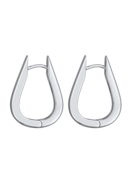 Elli Earrings Creolen Oval Messing In Silver