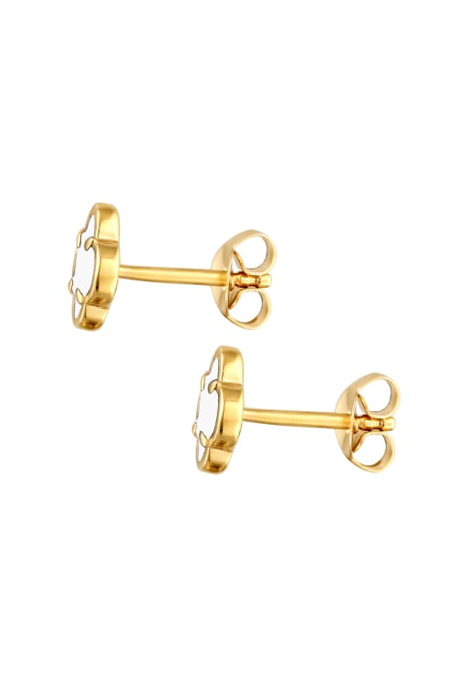 Elli Earrings Elli Stud Earrings Women Cloverleaf Enamel White 925 Sterling Silver 925 Gold-plated Gold In White